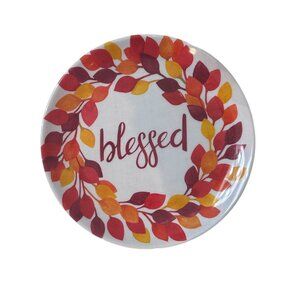 6 Fall Leaf Blessed Salad Dessert Plate Sigrid Olsen Thanksgiving Melamine